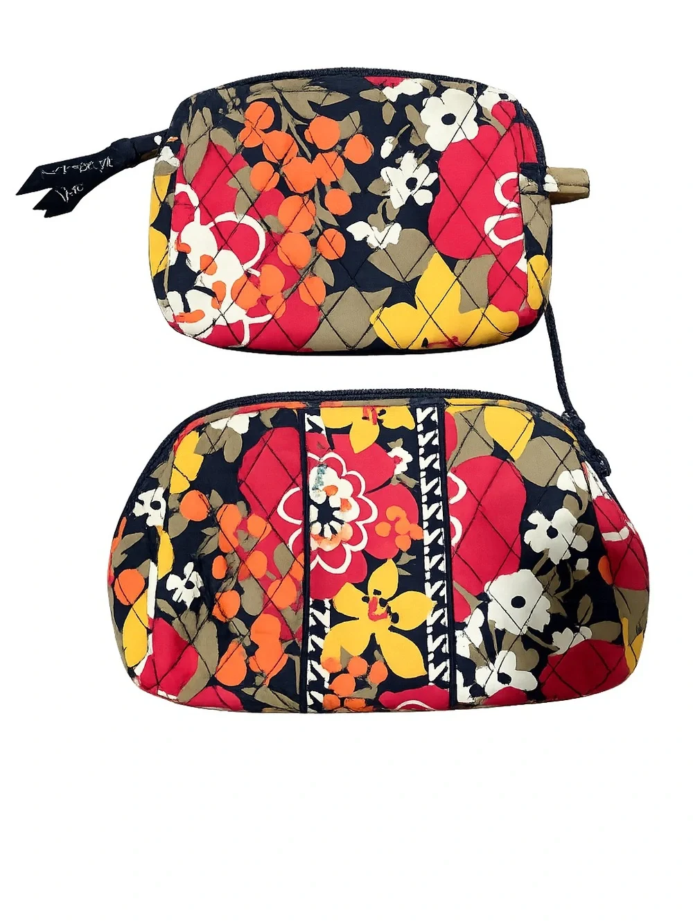 Vera Bradley Canterberry Magenta Cosmetic Bag & Zip Pouch Set Retired Floral